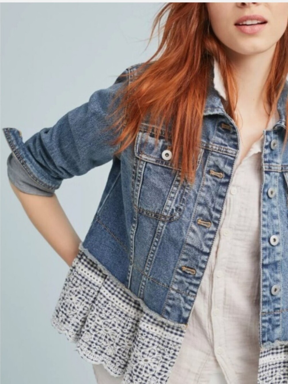Pilcro and the Letterpress, Eyelet Denim Jacket, Size XS P